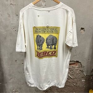 Vintage 90s Zebco Rhino Rods Double Sided Tip to Butt Graphic T-Shirt Distressed
